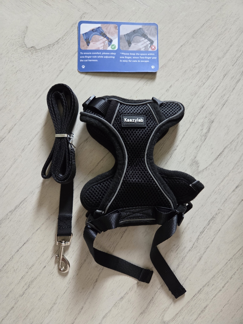 Kaazylab Cat Harness and Leash for Walking Escape Proof Soft Adjustable - Black